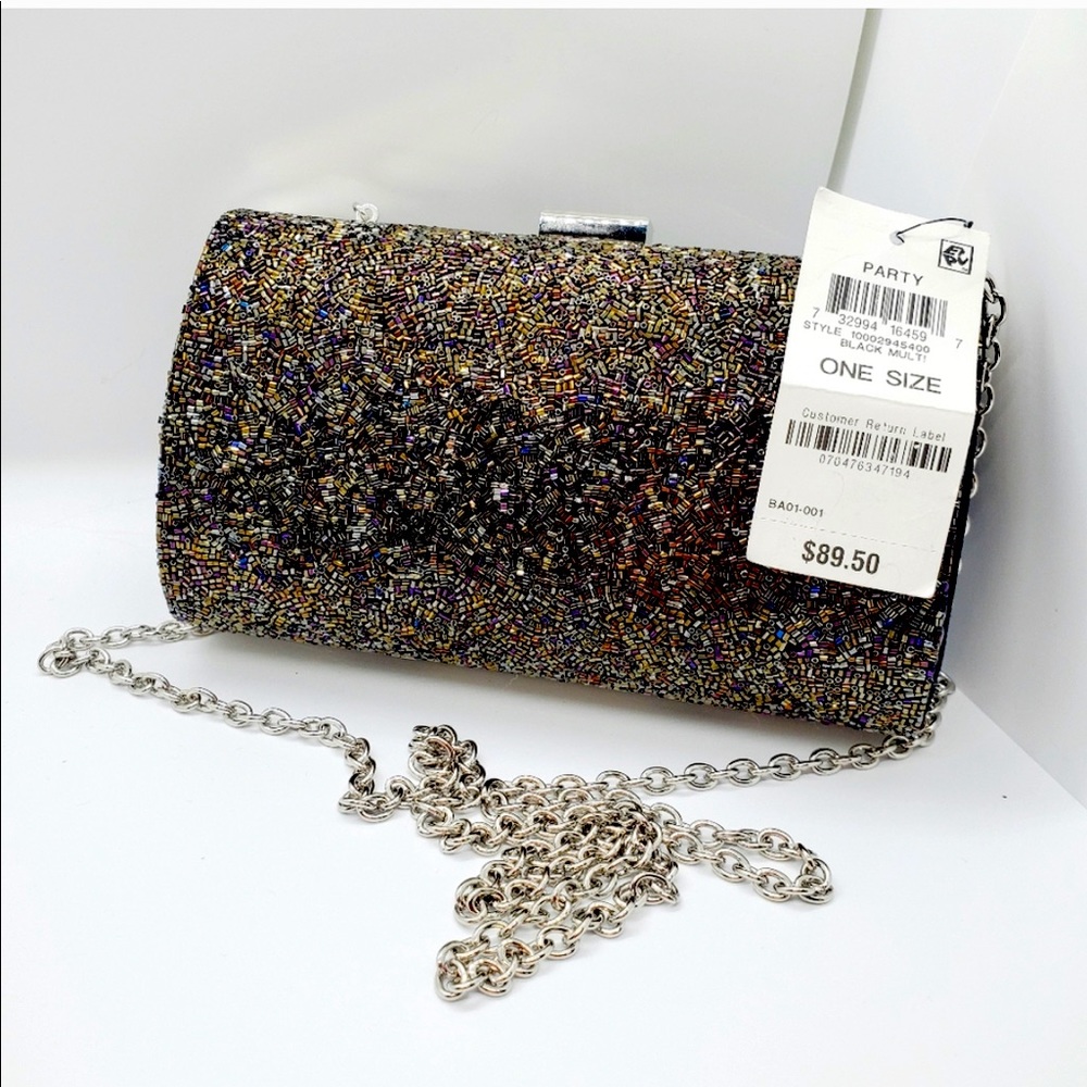 Inc sparkly clutch purse beads multicolor party